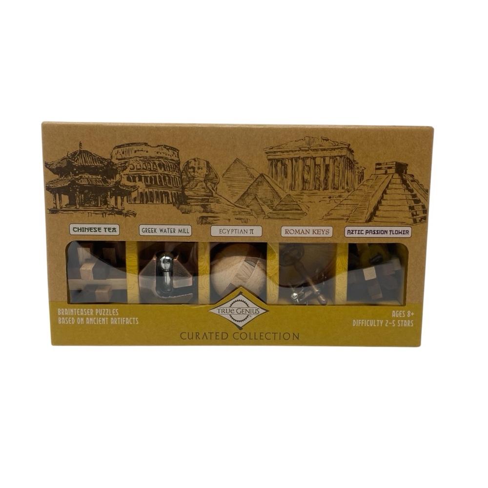 Project Genius Curated Collection Gift Set 5 Premium Wood and Metal Puzzles‎ 3D